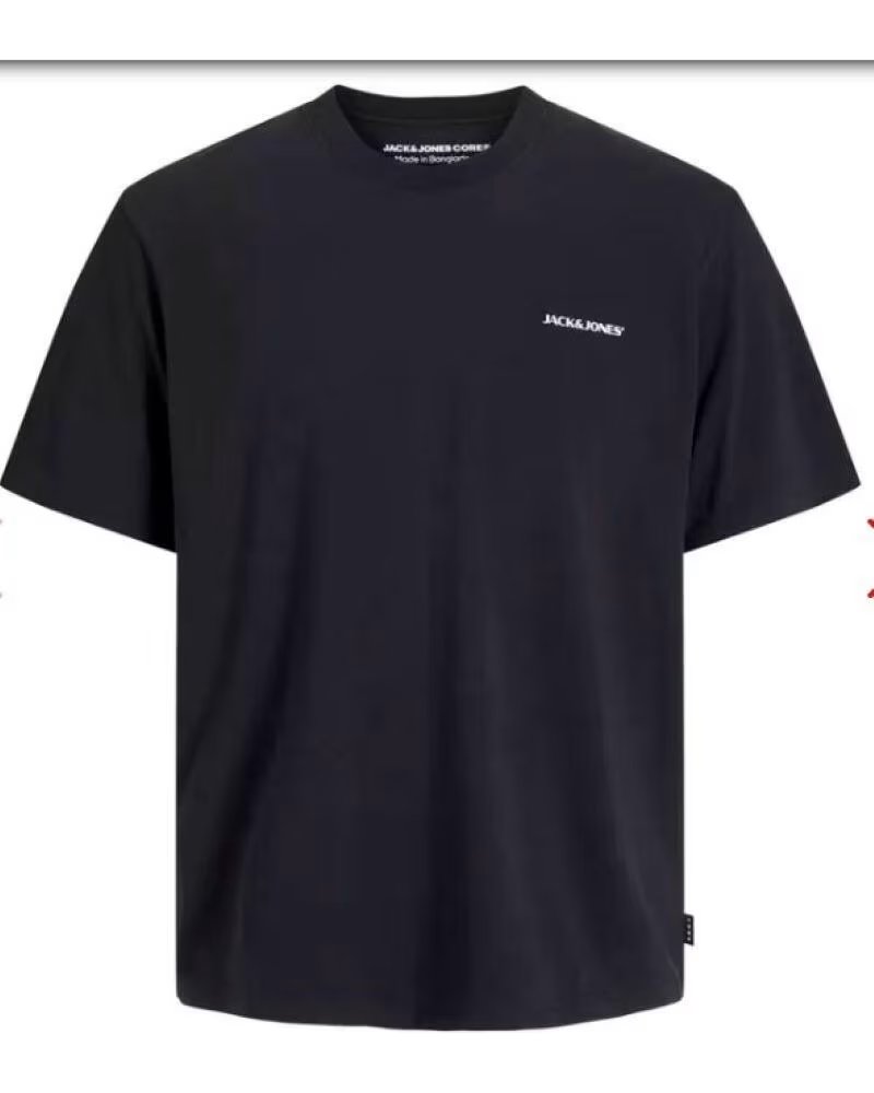 JACK AND JONES T-SHIRT JCOPACER BACK PRINT TEE 12273297 NOIR NEGRO