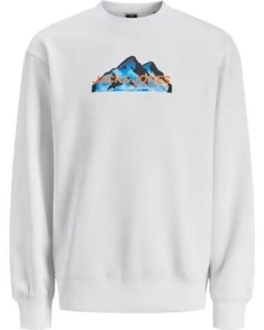 JACK AND JONES SWEATSHIRT JCOMOUNTAIN LOGO CREW NECK 12262094 BRANCO BLANCO
