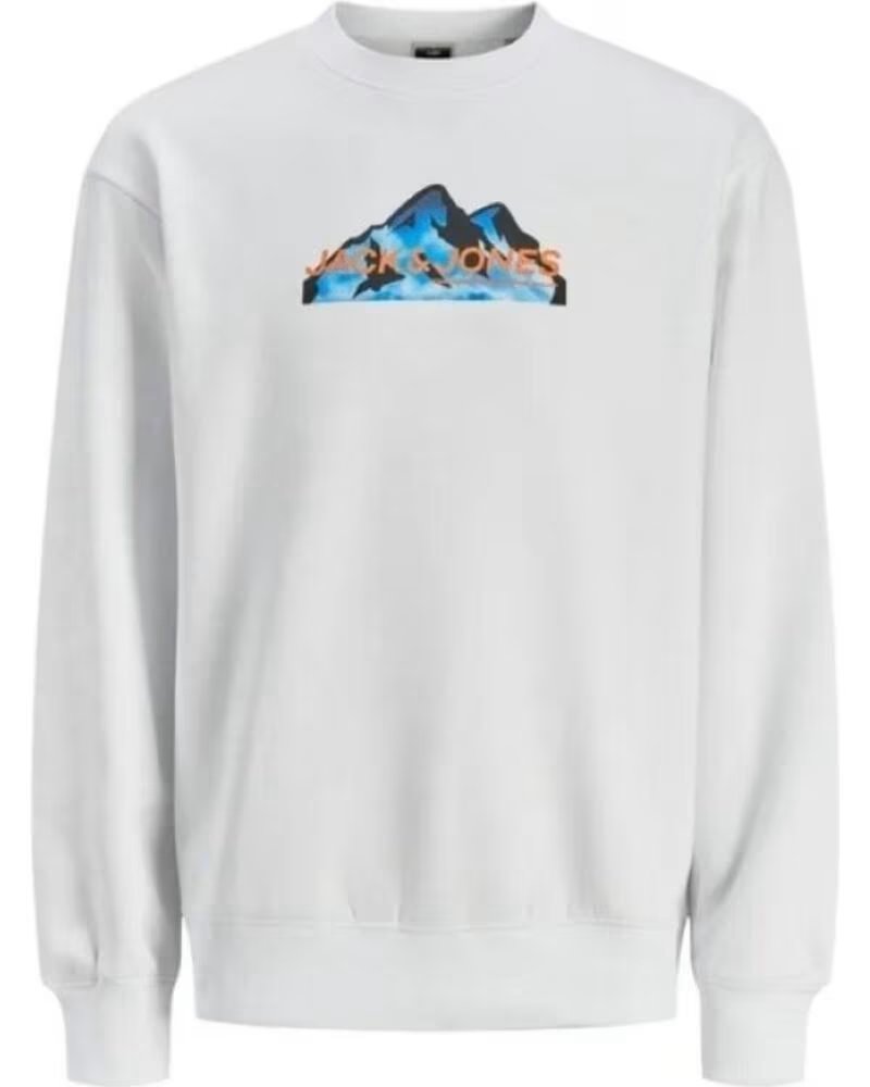 JACK AND JONES SWEATSHIRT JCOMOUNTAIN LOGO CREW NECK 12262094 BRANCO BLANCO
