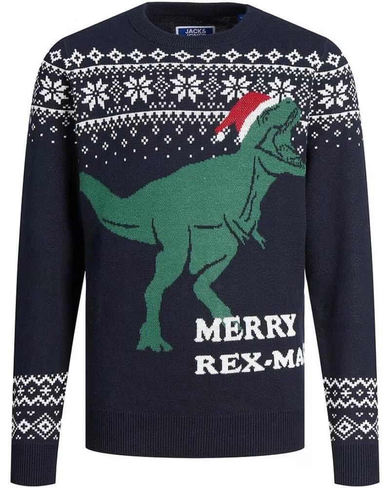 JACK AND JONES MAGLIONE JORREXMAS 12221308 T-REX BLU MARINO AZUL