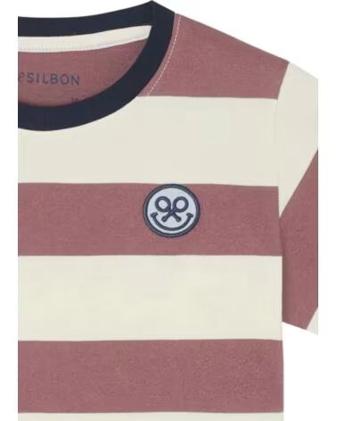 SILBON T-SHIRT DE MANGA CURTA ÀS RISCAS PARA MENINO BURDEOS
