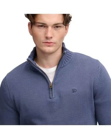 SUPERDRY MAGLIONE IN MAGLIA CON MEZZA ZIP DA UOMO AZUL