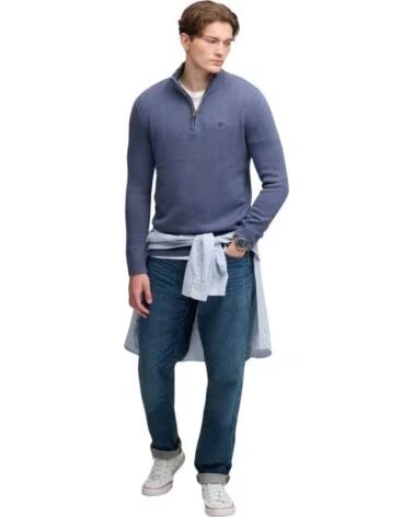 SUPERDRY MAGLIONE IN MAGLIA CON MEZZA ZIP DA UOMO AZUL