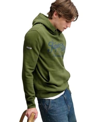 SWEAT À CAPUCHE SUPERDRY POUR HOMME VERT VERDE