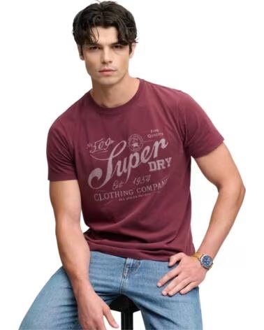 SUPERDRY T-SHIRT MANCHES COURTES HOMME ROJO