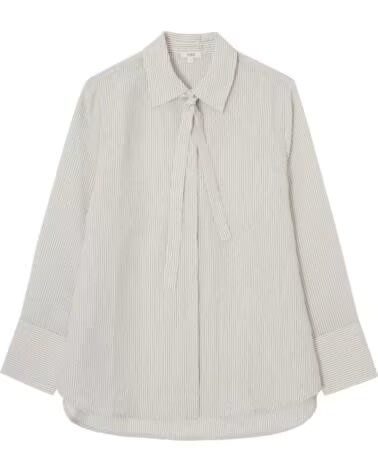 YERSE CAMICETTA DONNA ECRU CON FIOCCO E RIGHE CRUDO