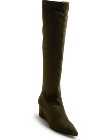 BOTA ALTA DE CUNHA MTNG 55256 EM BEGE COM BIQUEIRA AFUNILADA BEIGE