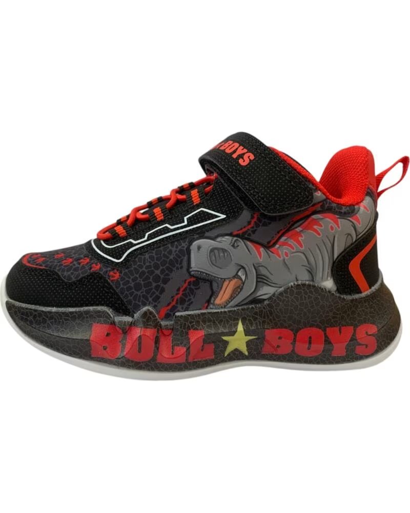 TÉNIS INFANTIS BULL BOYS T-REX DNAL 5140 PRETO E VERMELHO ROJO