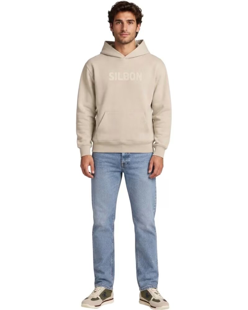 FELPA CON CAPPUCCIO E LOGO SILBON BEIGE