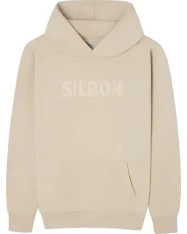 FELPA CON CAPPUCCIO E LOGO SILBON BEIGE