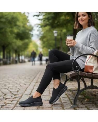 TIMBOS BASKETS FEMME TEXTILE ÉLASTIQUE NOIR 133658 NEGRO