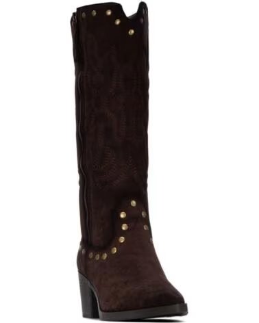 XTI BOTTES À TALONS FEMME 146508 STYLE COWBOY DAIM SYNTHÉTIQUE MARRON