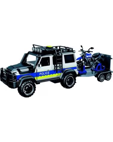 TOY PLANET POLIZEIFAHRZEUGE MIT ANHÄNGER UND MOTORRAD MULTICOLOR