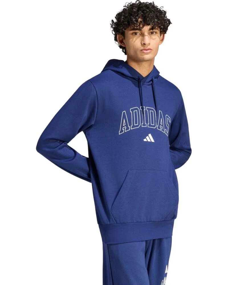 FELPA CON CAPPUCCIO E LOGO ADIDAS DA UOMO IN BLU AZUL