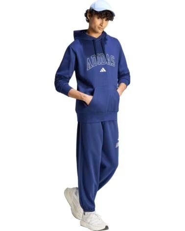 FELPA CON CAPPUCCIO E LOGO ADIDAS DA UOMO IN BLU AZUL