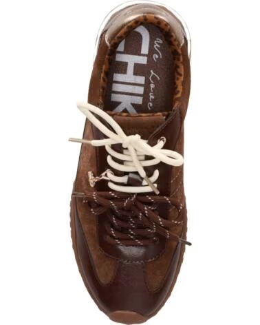 CHIKA10 VEGA 01 ZAPATILLAS DEPORTIVAS DE PIEL Y SERRAJE PARA MUJER CUERO-TAN