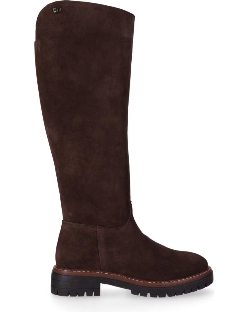 BOTTES HAUTES PLATES EN CROÛTE DE CUIR CHIKA10 SABELA 07 MARRON MARRON-BROWN