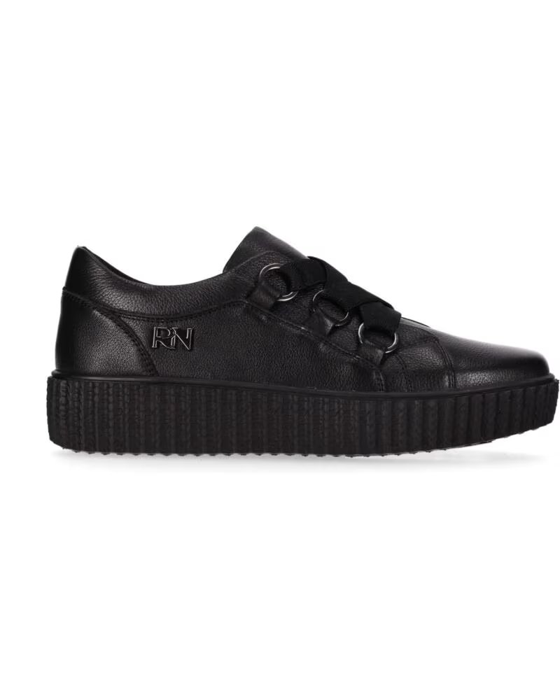CHIKA10 RE TIPUANA 04 SAPATOS DE COURO PLANOS NEGRO-BLACK