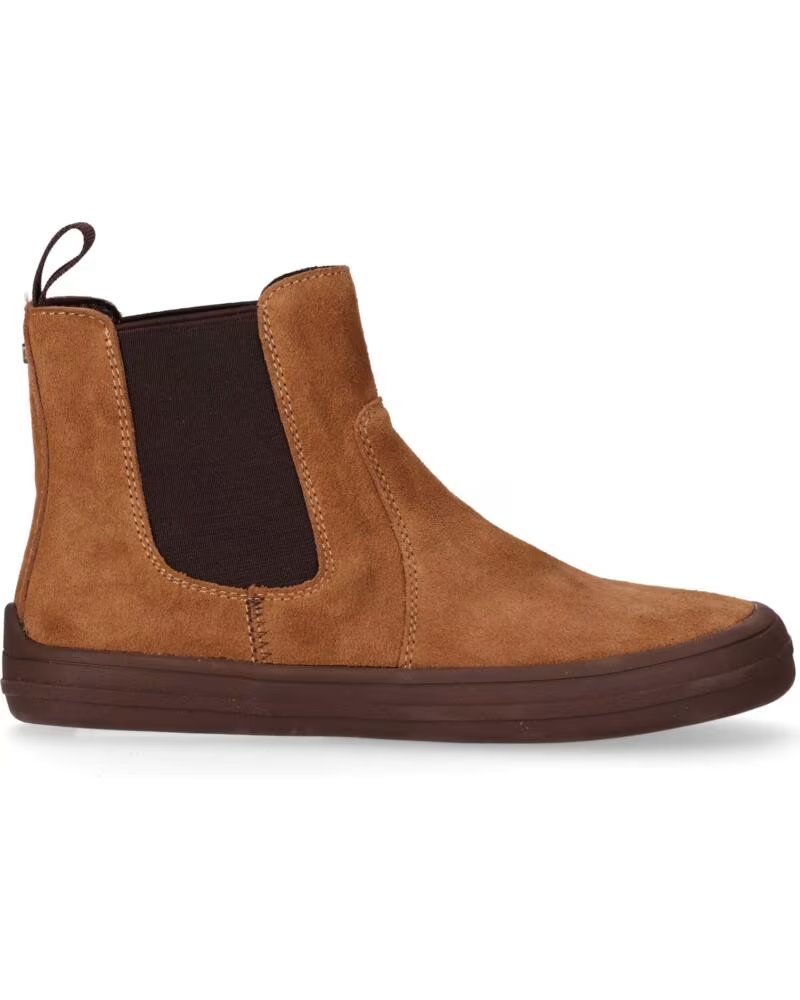 CHIKA10 BF STELLA 03 BOTINES BAREFOOT DE SERRAJE PLANO CUERO-TAN