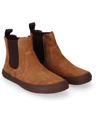 CHIKA10 BF STELLA 03 BOTINES BAREFOOT DE SERRAJE PLANO CUERO-TAN