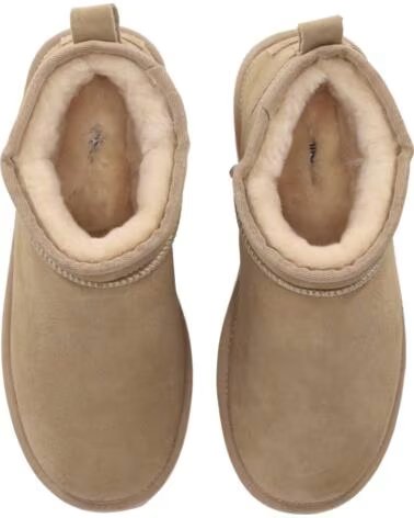 CHIKA10 SIDNEY 01 BOTTINES PLATEFORME FEMME CROOUTE DE CUIR BEIG-BEIGE