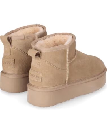 CHIKA10 SIDNEY 01 BOTTINES PLATEFORME FEMME CROOUTE DE CUIR BEIG-BEIGE