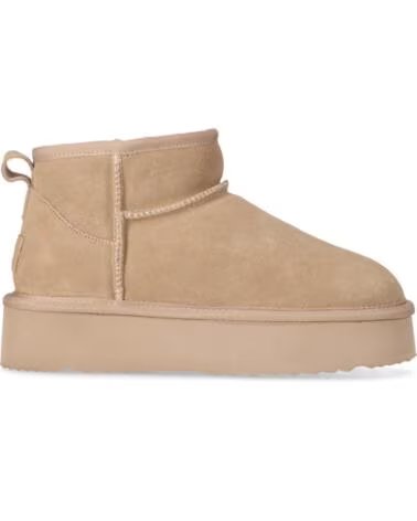 CHIKA10 SIDNEY 01 BOTTINES PLATEFORME FEMME CROOUTE DE CUIR BEIG-BEIGE
