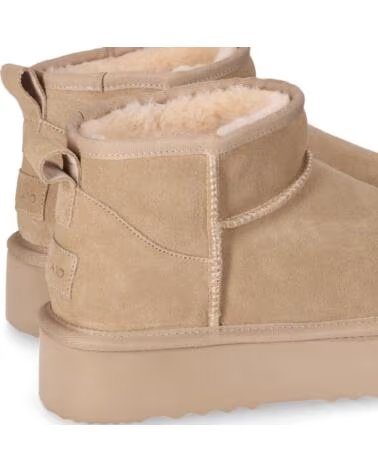 CHIKA10 SIDNEY 01 BOTTINES PLATEFORME FEMME CROOUTE DE CUIR BEIG-BEIGE