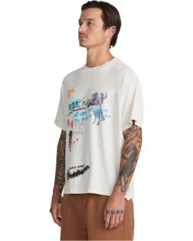 RVCA T-SHIRT RIDE THE WAVE HEMP SS CERAMIC