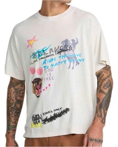RVCA T-SHIRT RIDE THE WAVE HEMP SS CERAMIC