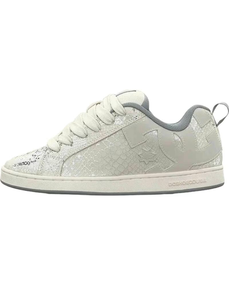 DC SHOES BASKETS COURT GRAFFIK LILY WHITE GREY METALLIC SILVER
