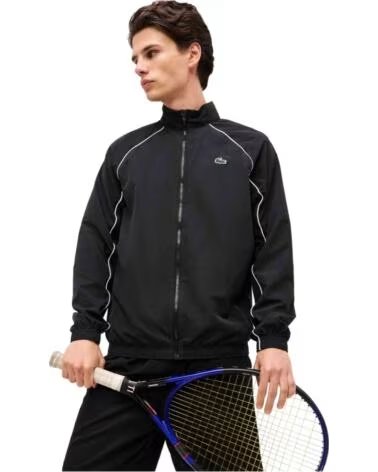 LACOSTE GIACCA TUTA SPORT JACKET BH6592 258 NERO BIANCO