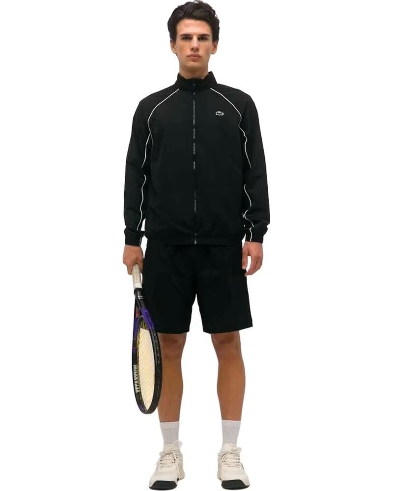 LACOSTE GIACCA TUTA SPORT JACKET BH6592 258 NERO BIANCO