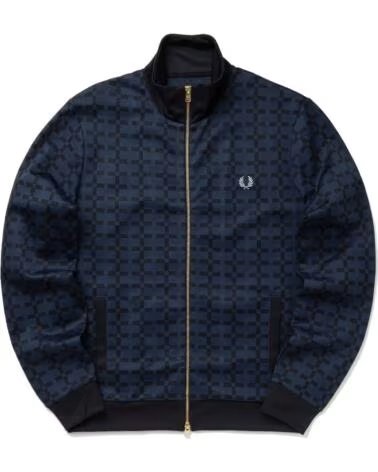 FRED PERRY CHAQUETA TRACK GEOMETRIC JACQUARD AZUL MARINO