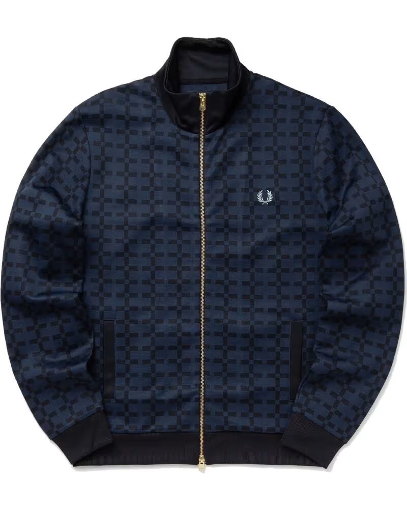 FRED PERRY CHAQUETA TRACK GEOMETRIC JACQUARD AZUL MARINO