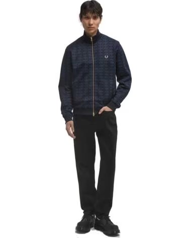 FRED PERRY CHAQUETA TRACK GEOMETRIC JACQUARD AZUL MARINO