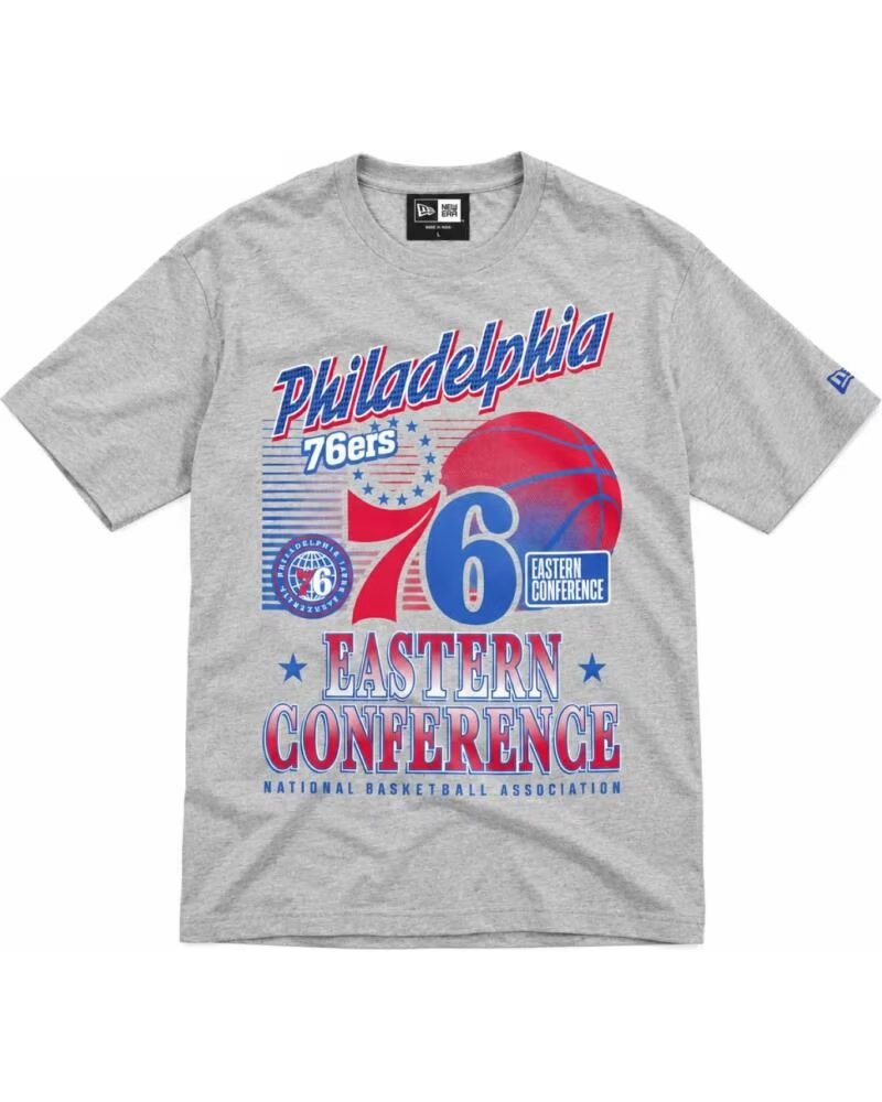 NEW ERA T-SHIRT PHILADELPHIA SIXERS NBA SPORT CLASSICS HEATHER GRAY 0