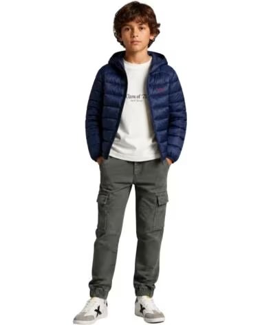 PEPE JEANS CAPPOTTO IMBOTTITO CON CAPPUCCIO DA RAGAZZO AZUL