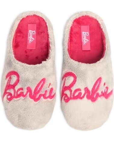 MARPEN ZAPATILLAS DE CASA BARBIE LETRAS ROSAS GRIS