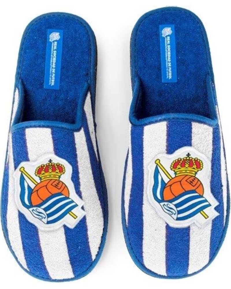 MARPEN HAUSSCHUH REAL SOCIEDAD ZWEIFARBIGES FROTTEE LEICHTE SOHLE BLAU-WEISS AZUL-BLANCO
