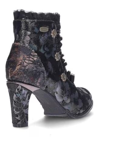 LAURA VITA DAMEN STIEFELETTEN ALCBANEO 130 BLUMEN ANTHRACITE
