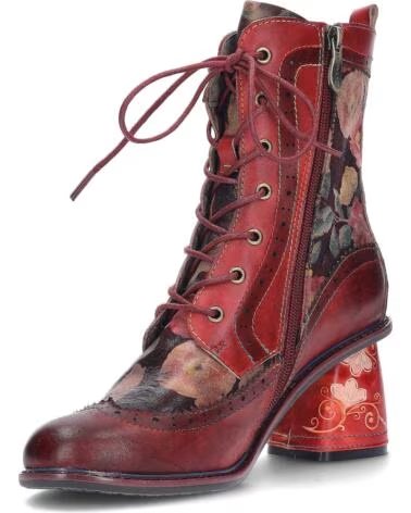 LAURA VITA EVCAO 81 LEDERSTIEFEL MIT ABSATZ UND BLUMENMUSTER ROT ROJO