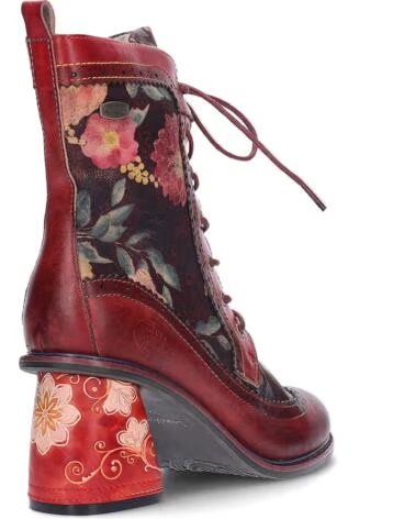 LAURA VITA EVCAO 81 LEDERSTIEFEL MIT ABSATZ UND BLUMENMUSTER ROT ROJO