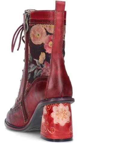 LAURA VITA EVCAO 81 LEDERSTIEFEL MIT ABSATZ UND BLUMENMUSTER ROT ROJO