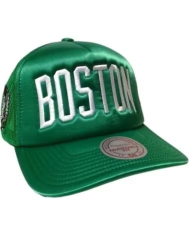 MITCHELL NESS CASQUETTE CELTICS SATIN TRUCKER FLAT CAP VERDE