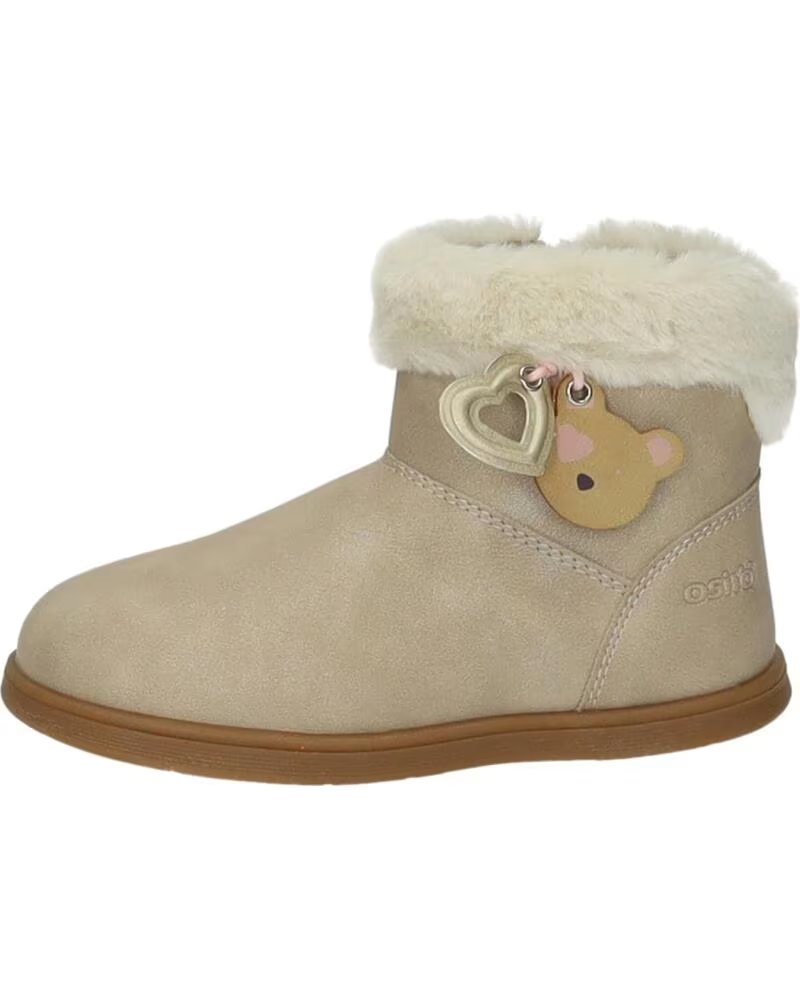 OSITO OSSH156008 KUNSTFELL-STIEFELETTEN MIT BÄREN- UND HERZDETAIL BEIGE