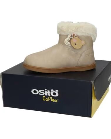 OSITO OSSH156008 KUNSTFELL-STIEFELETTEN MIT BÄREN- UND HERZDETAIL BEIGE