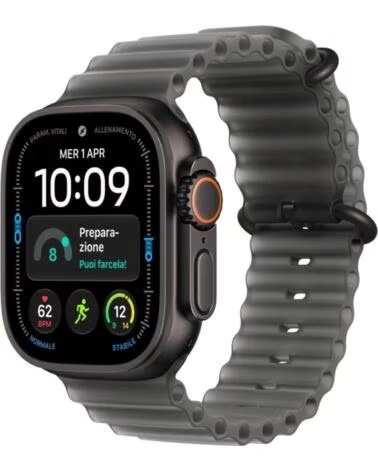 APPLE Watch Ultra 4- GPS- 49mm- Caja de Titanio Negro- Correa Ocean Negro Translucido
