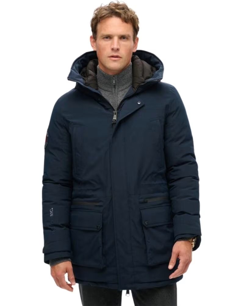 SUPERDRY VESTE PARKA HOMME AVEC CAPUCHE BLEUE AZUL