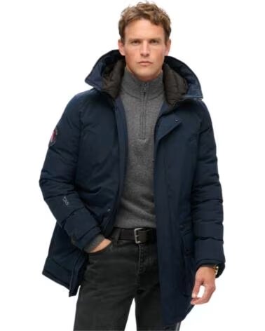SUPERDRY VESTE PARKA HOMME AVEC CAPUCHE BLEUE AZUL